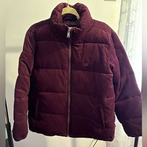 Levi’s corduroy puffer jacket in burgundy/wine color